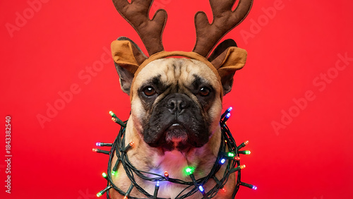 french bulldog in red