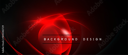Dark red abstract background. Glowing curves create dynamic visual effect. Text reads background design. Modern, sleek presentation.
