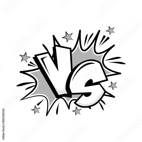 hand drawn Vs Burst Explosion Design Template in monochrome for Challenge Competition, Sport duel, comparison, choice, versus etc