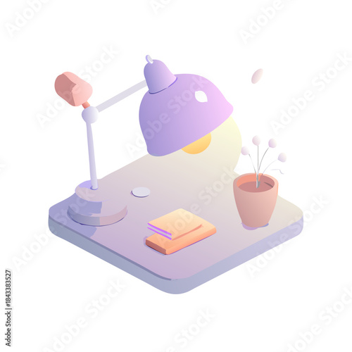 3D Pastel Office Desk Lamp Icon
