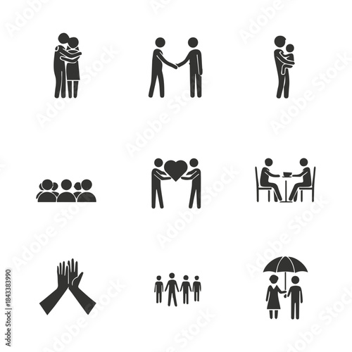 Human Interactions In Silhouette And Thin Line Blend With Neutral Color Palette