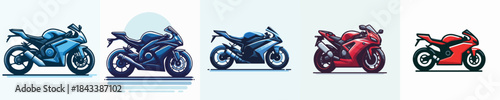 Collection of Sleek and Powerful Motorcycles in Various Colors, Showcasing Modern Design and Engineering
