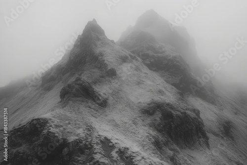 Minimalistic misty mountain range capturing tranquil natural beauty