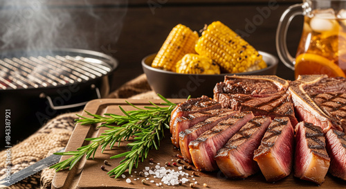 grilled sausages with mustard