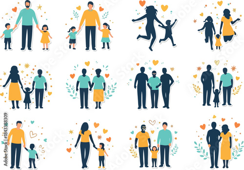 Diverse Families Illustration Set Unity and Love in Every Form