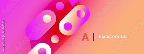 Abstract vibrant shapes, pinks, oranges create dynamic background. Modern design suggests technology, innovation, visual appeal.