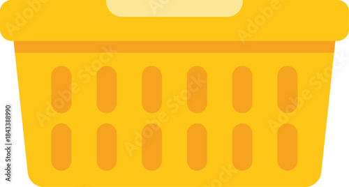 This yellow laundry basket is waiting to be filled with dirty clothes before going to the washing machine