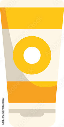 Yellow cosmetic tube packaging is standing up, showcasing its design for beauty or skincare products