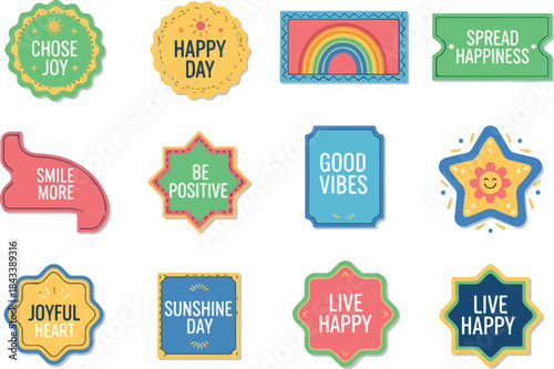 Positive Affirmations Stickers Cheerful Icons for Spreading Happiness and Good Vibes