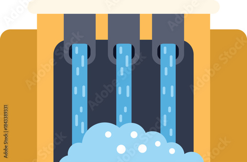Water flowing through the dam of a hydroelectric power plant generating clean energy