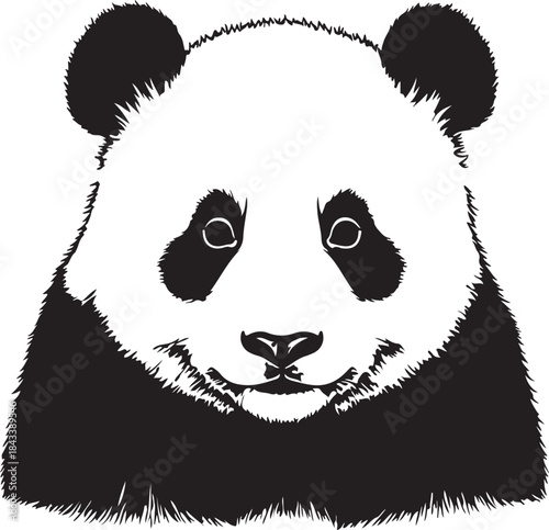 Front view of a cute smiling panda bear face vector illustration graphic design