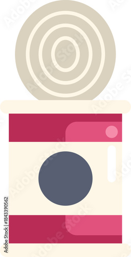 This vector illustration features a can of food, emphasizing the concept of food preservation and storage