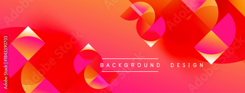 Abstract vibrant background. Overlapping shapes create dynamic visual effect. Gradient colors blend smoothly, offering modern aesthetic.