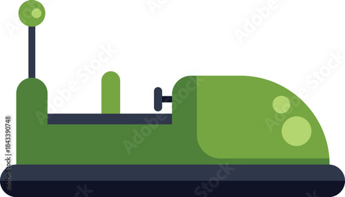 Green bumper car is waiting for riders at the amusement park