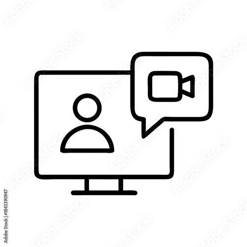 Computer screen displaying video call icon with user profile  