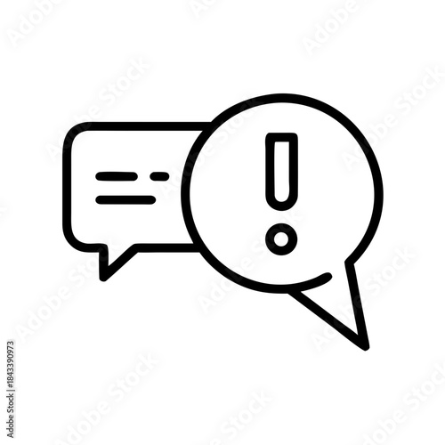 Chat bubble with exclamation mark for warning or important message  