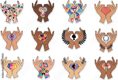 Diverse Hands Forming Heart Shape Designs for Unity and Love