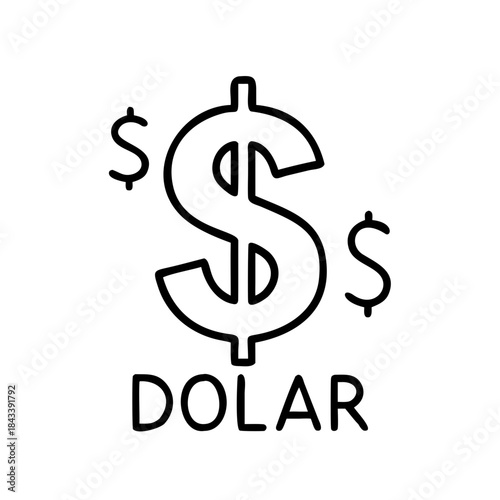 Dollar sign symbol with "Dolar" text below in minimalist style  