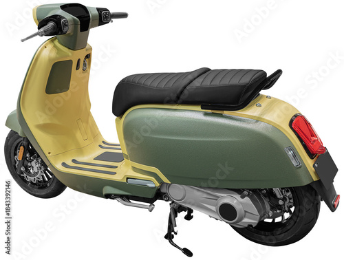 Green and yellow retro scooter