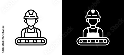 Factory Worker linemixed icon