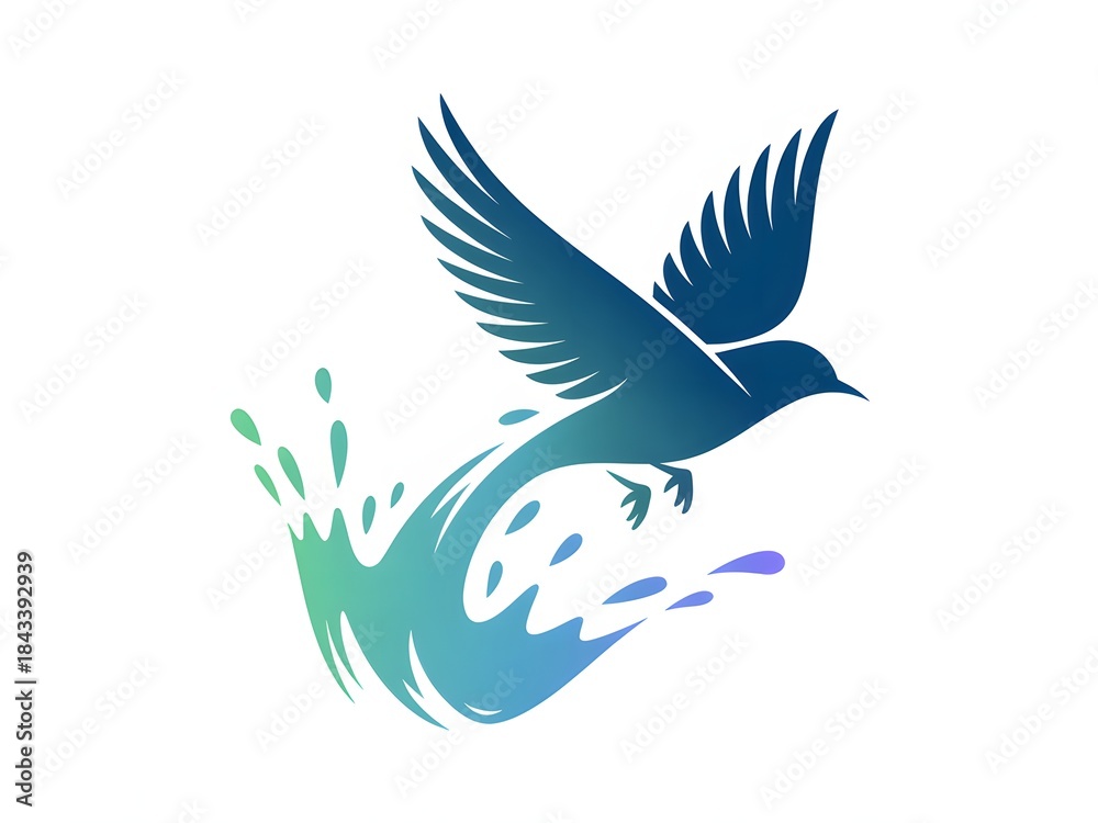 Obraz premium A stylized bird in flight emerging from a vibrant water splash graphic illustration