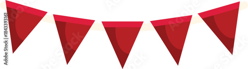 Red party flags hanging on a white string, adding a touch of festive cheer to any celebration