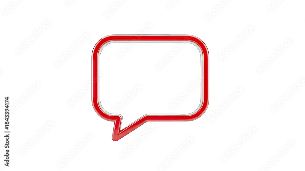 Naklejka premium Red Speech Bubble Icon on White Background