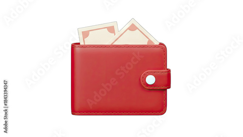 Red Wallet with Cash: Financial Concept