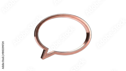 Rose Gold Speech Bubble Icon on White Background