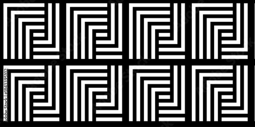 Minimal line Seamless geometric pattern with shapes. Decoration and maze ornament. Modern abstract square line seamless pattern background. Seamless vintage vector design fabric geometric element.