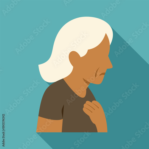 Senior woman suffering from chest pain, symptoms of a heart attack or anxiety