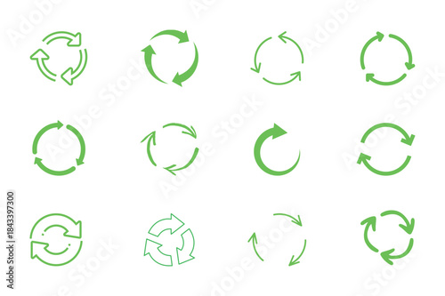 Vector set of green eco icons for ecology and nature design with leaf, recycling, earth, and plant symbols