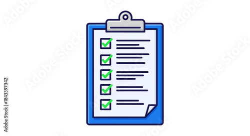 checklist on clipboard icon with completed tasks and green check marks flat illustration for project planning productivity and audit reports