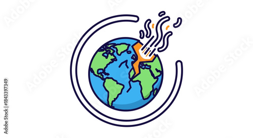 climate change warming planet illustration with cracked earth emitting heat global warming concept for environment crisis and sustainability campaigns