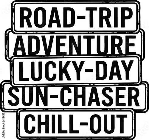 License Plate Fun Titles Vector Black on White