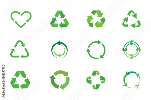 Vector set of green eco icons for nature and recycling design symbols