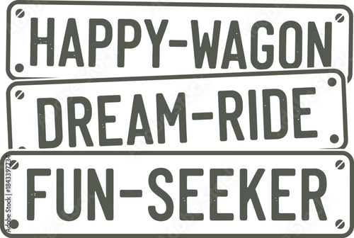 License Plate Fun Titles Vector Black on White