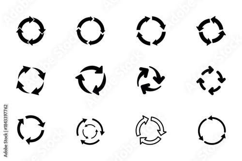 Black and white icons set of  recycle web symbols vector illustration design
