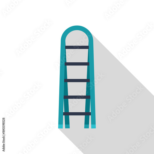 Portable stepladder with long shadow, symbolizing growth, achievement, and upward mobility