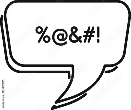 Hand drawn speech bubble showing censored swearing, using symbols instead of letters