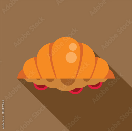 Freshly baked croissant filled with sweet jam, a tempting pastry illustration