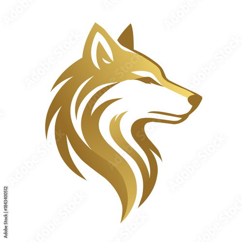 Golden Wolf Logo Illustration — Stylized Wolf Head Vector