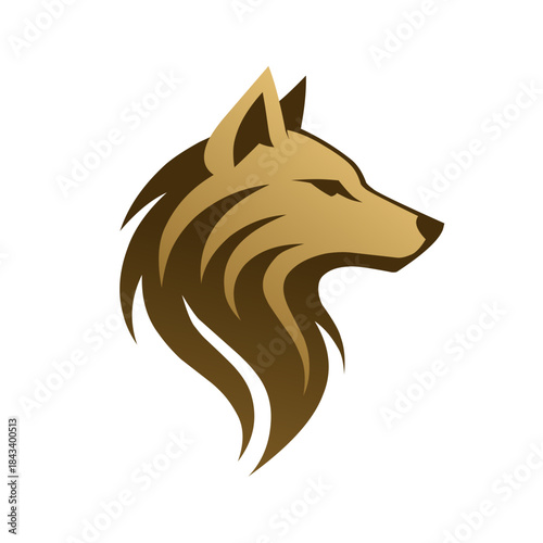 Golden Wolf Logo Illustration — Stylized Wolf Head Vector