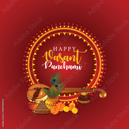 Creative design for happy vasant panchami celebration design