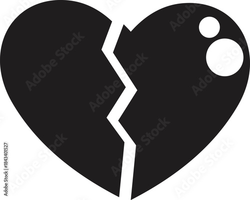 Black broken heart representing the end of a love relationship