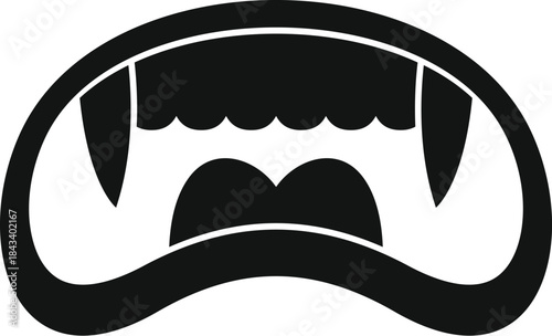 Black and white illustration of vampire teeth showing fangs, ideal for halloween projects or scary costume designs