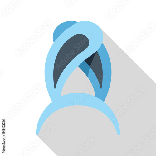 Head after shower wearing blue towel turban icon