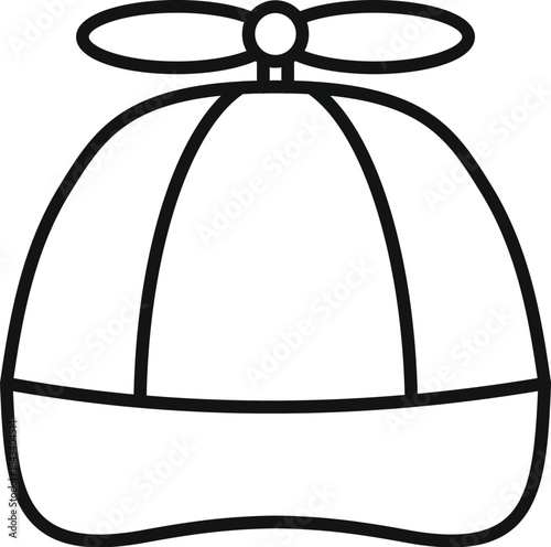 Propeller beanie drawing in a simple line art style on white background