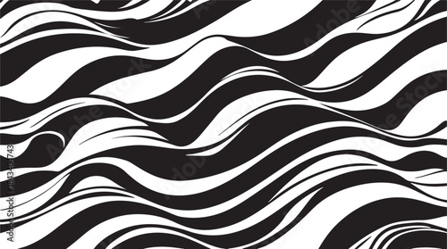 Black and white abstract flowing lines pattern seamless background Keywords: abstract, background, black, white, wave, pattern, design, texture, art, graphic, stripe, line, fluid, organic, flowing