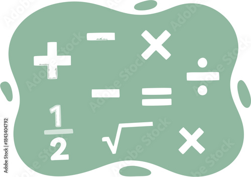 Mathematical Symbols and Operations Illustration for Education and Learning Concepts